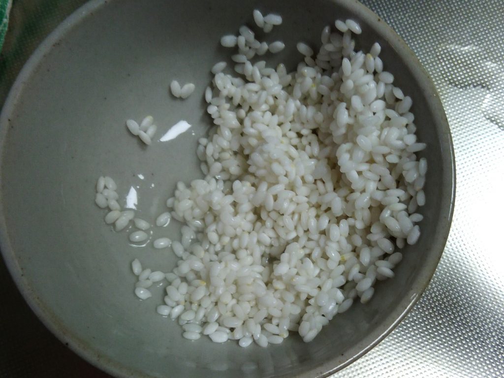 10倍粥の米の水を切ったところ